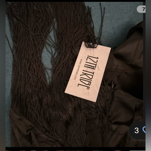 12th Tribe MONET BLACK FRINGE SATIN MAXI DRESS Size L New With Tag - Picture 5 of 8